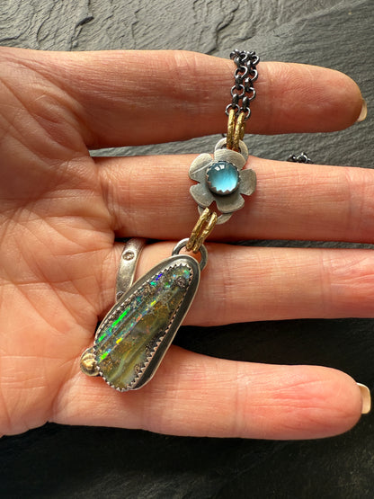 Blue Topaz and Opal Necklace