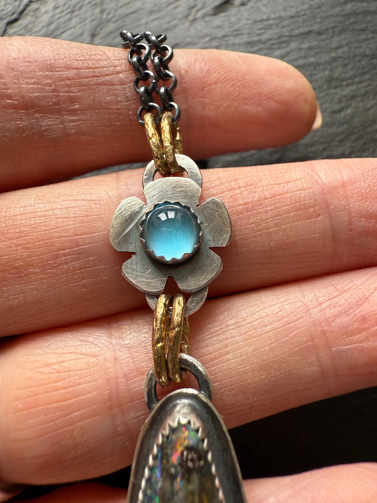 Blue Topaz and Opal Necklace