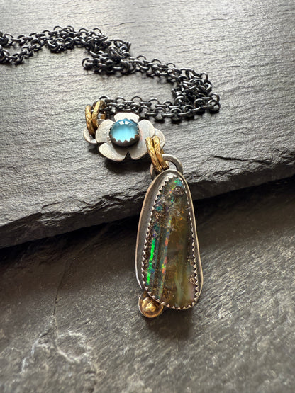 Blue Topaz and Opal Necklace