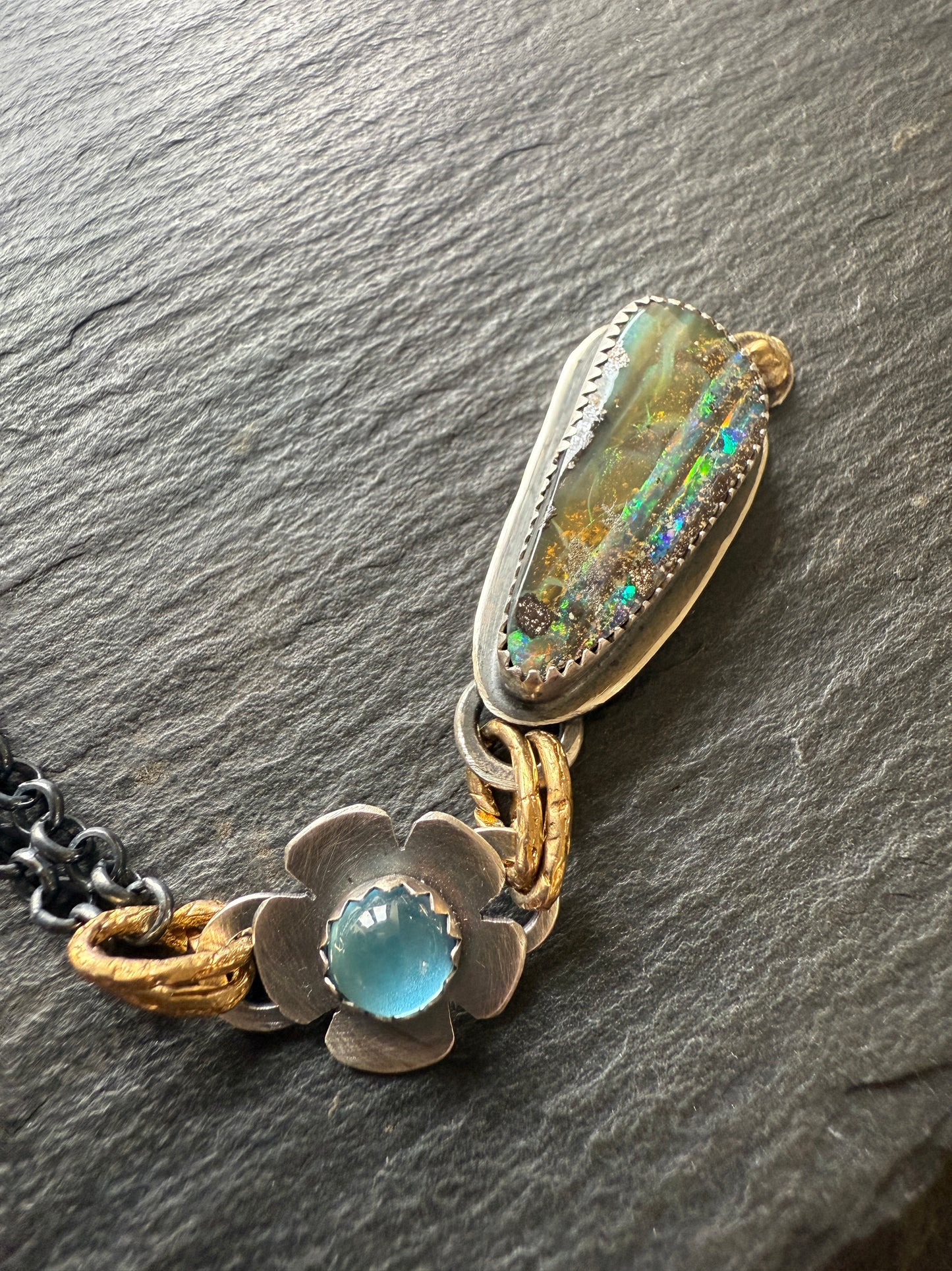 Blue Topaz and Opal Necklace