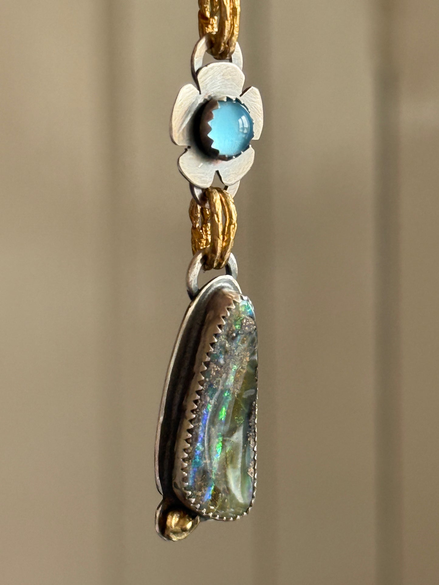 Blue Topaz and Opal Necklace