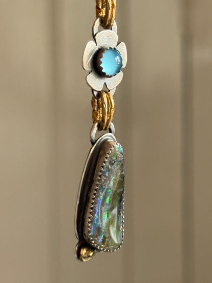 Blue Topaz and Opal Necklace