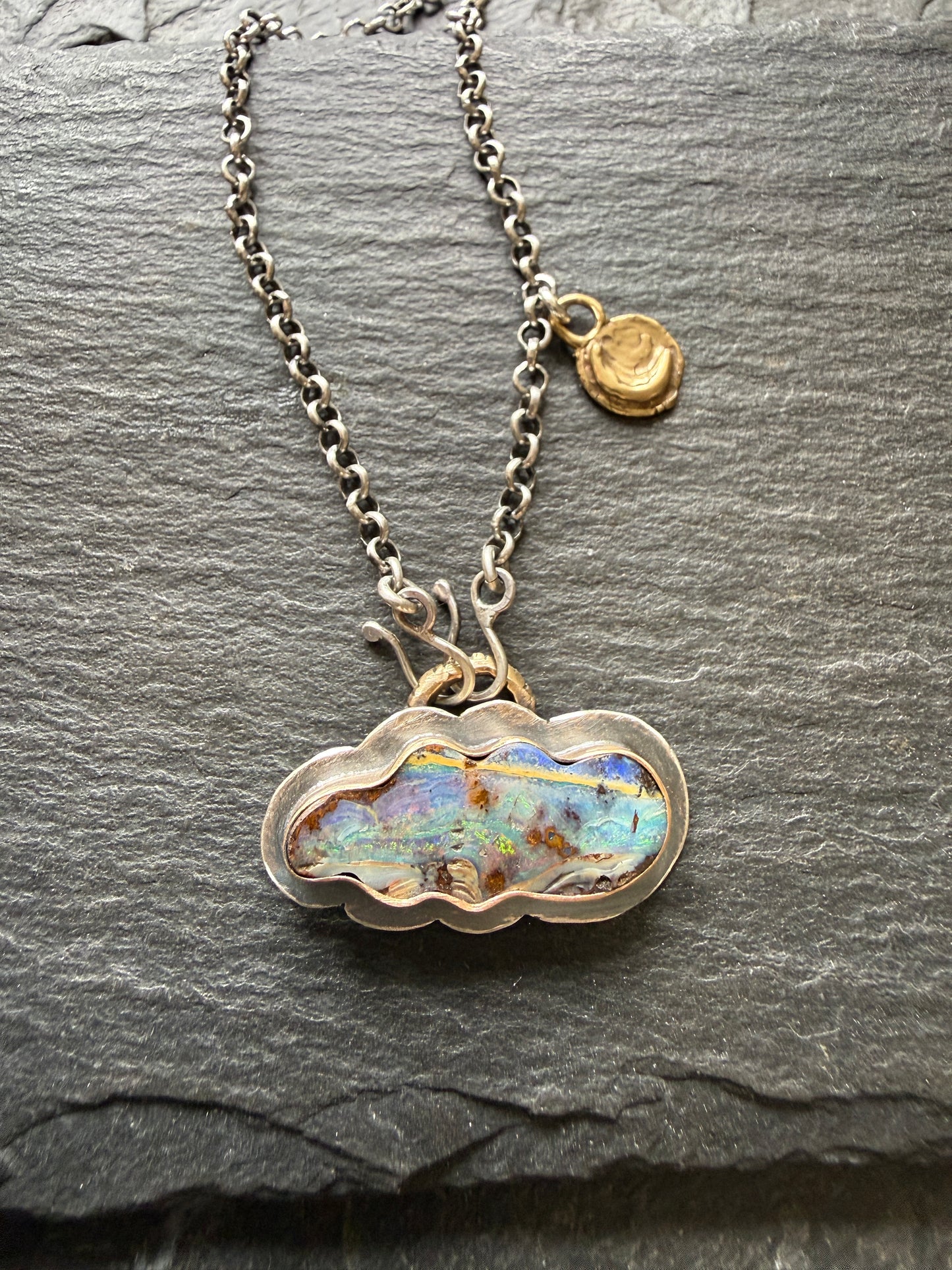 Boulder Opal Cloud and Moon Necklace