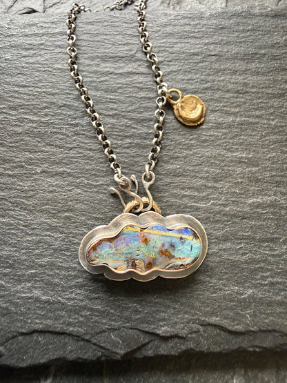 Boulder Opal Cloud and Moon Necklace