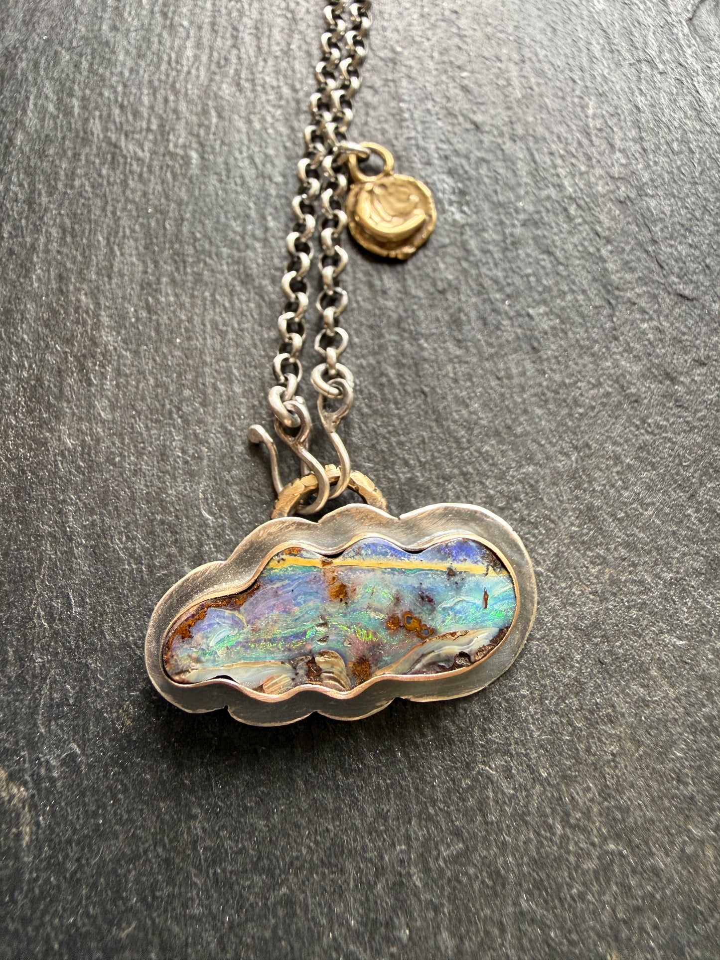 Boulder Opal Cloud and Moon Necklace