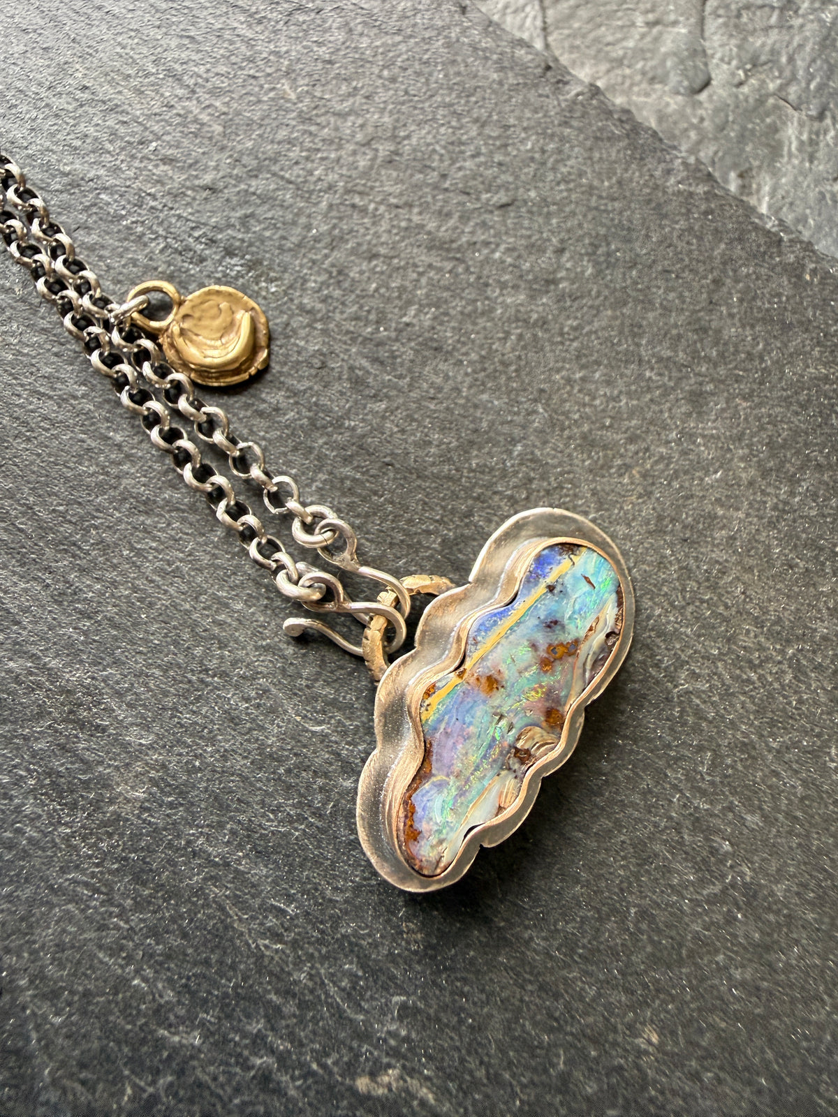 Boulder Opal Cloud and Moon Necklace