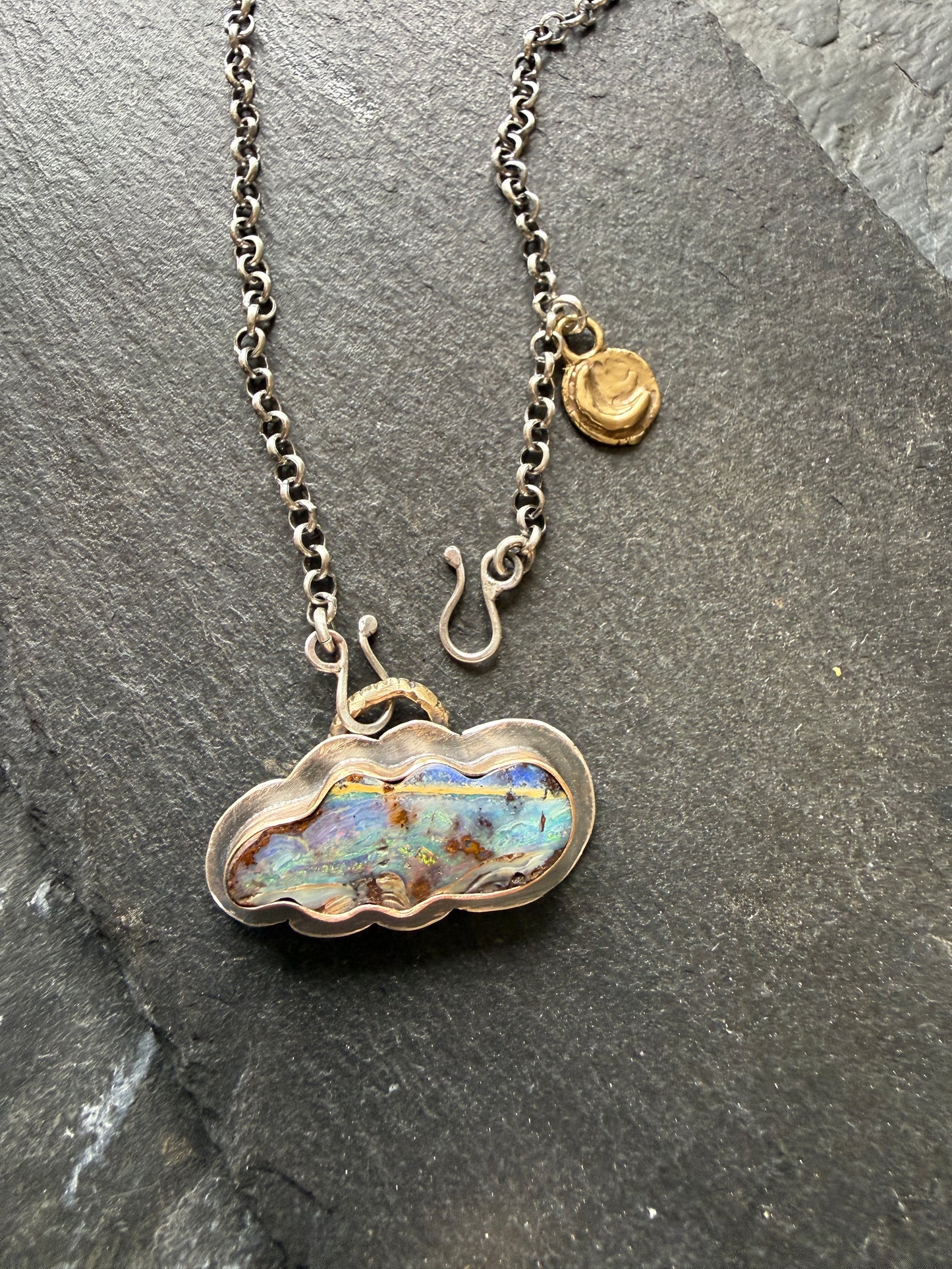 Boulder Opal Cloud and Moon Necklace