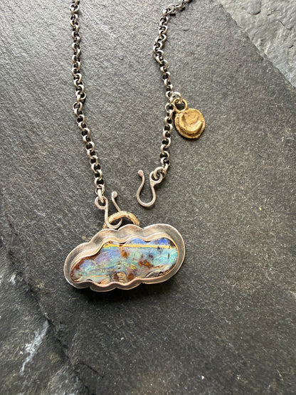Boulder Opal Cloud and Moon Necklace