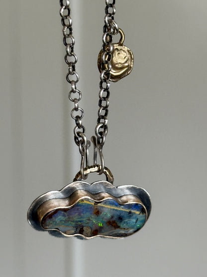 Boulder Opal Cloud and Moon Necklace