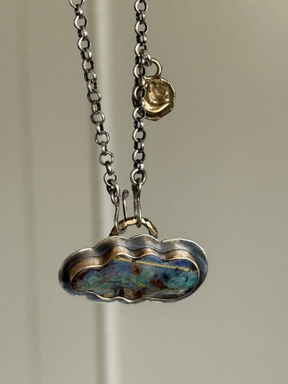 Boulder Opal Cloud and Moon Necklace