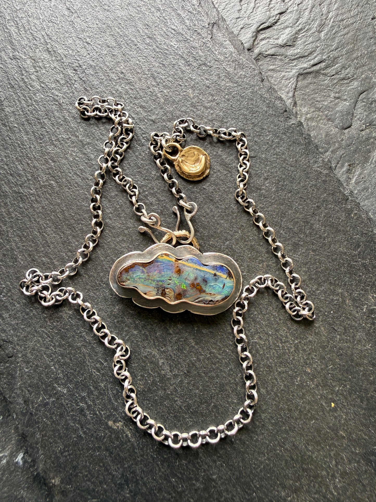 Boulder Opal Cloud and Moon Necklace