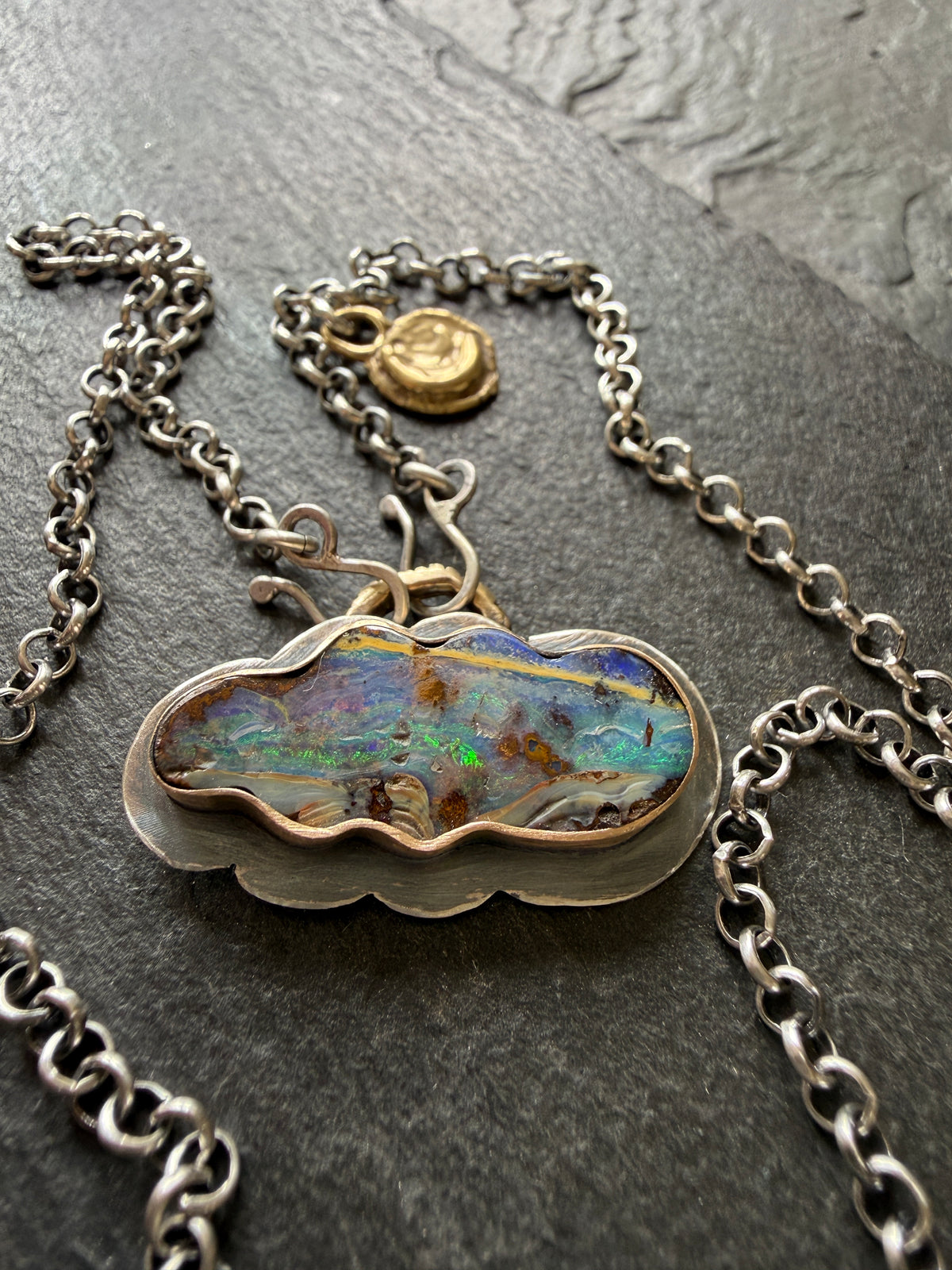 Boulder Opal Cloud and Moon Necklace