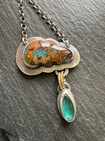 Opal Cloud Necklace with Kyanite