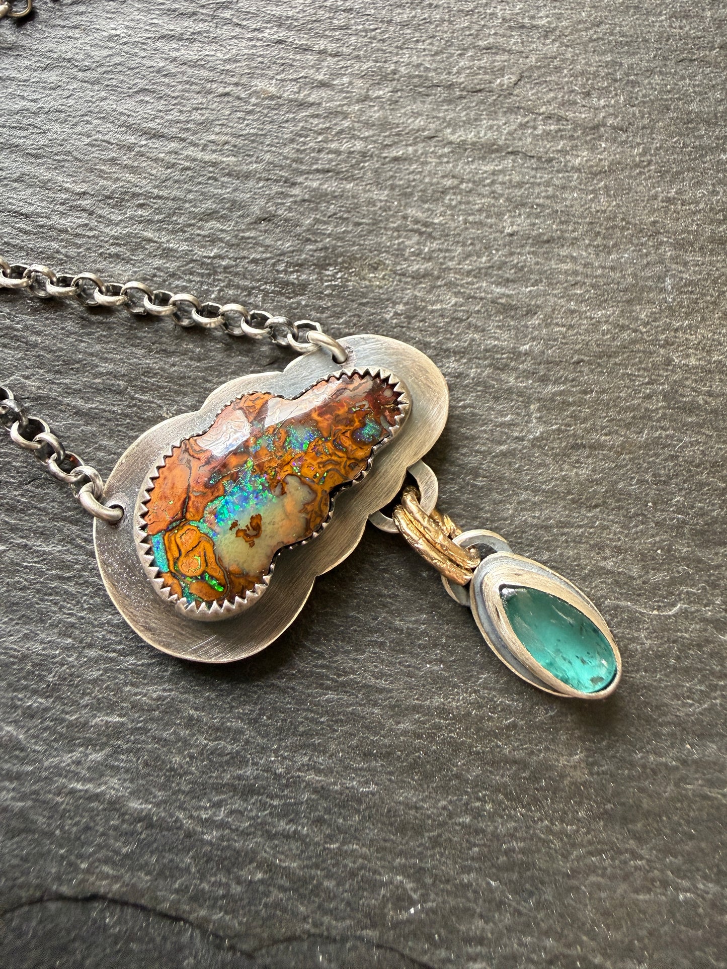 Opal Cloud Necklace with Kyanite