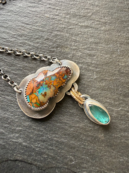 Opal Cloud Necklace with Kyanite