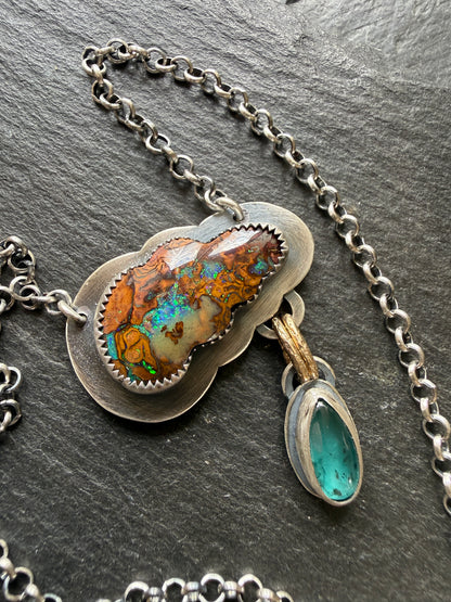 Opal Cloud Necklace with Kyanite