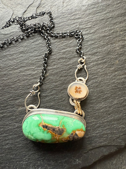 Turquoise & Dentric Flower Agate Necklace
