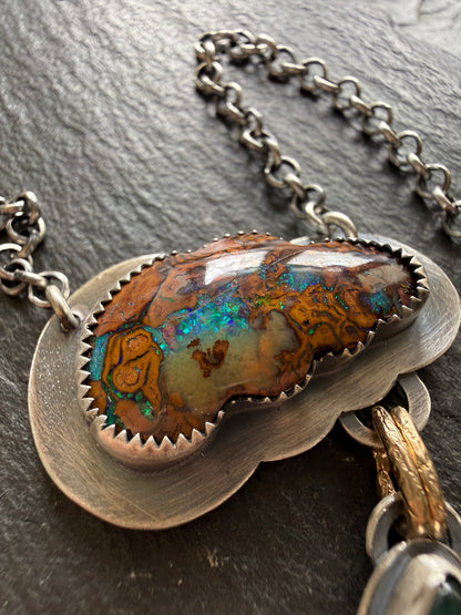 Opal Cloud Necklace with Kyanite