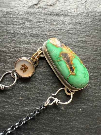 Turquoise & Dentric Flower Agate Necklace