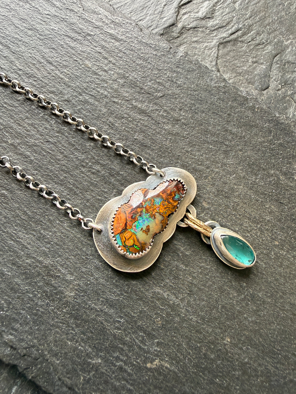 Opal Cloud Necklace with Kyanite