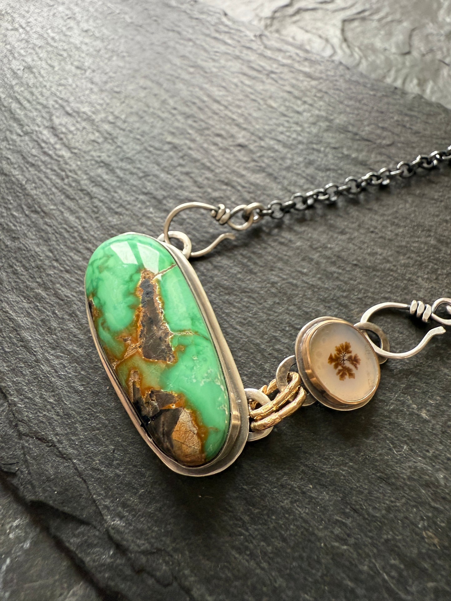 Turquoise & Dentric Flower Agate Necklace