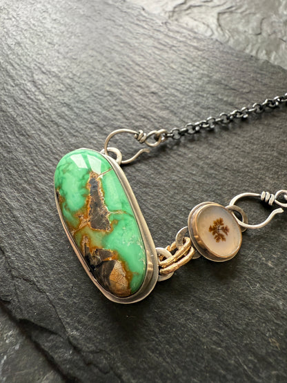 Turquoise & Dentric Flower Agate Necklace