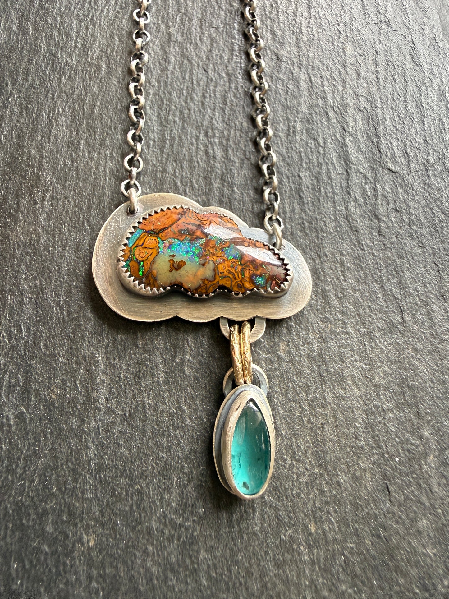 Opal Cloud Necklace with Kyanite