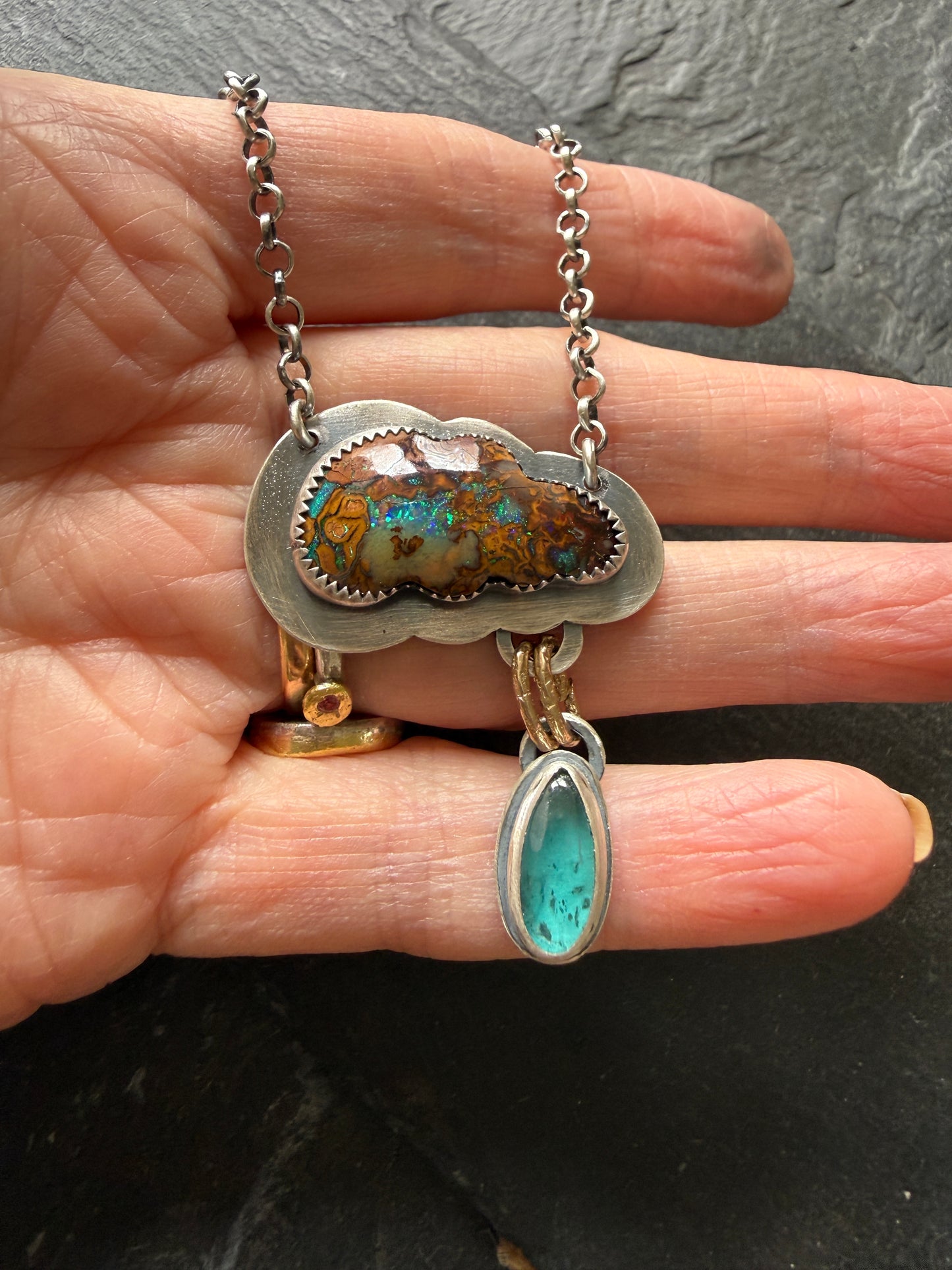 Opal Cloud Necklace with Kyanite