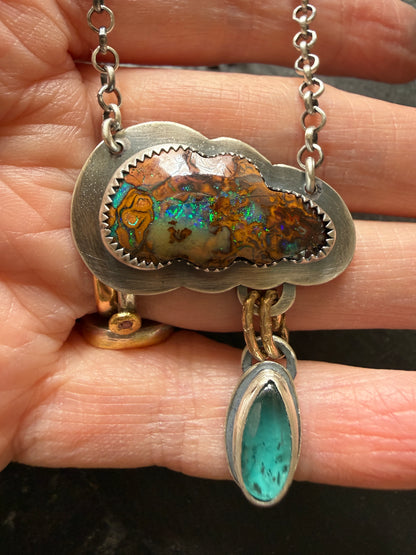 Opal Cloud Necklace with Kyanite