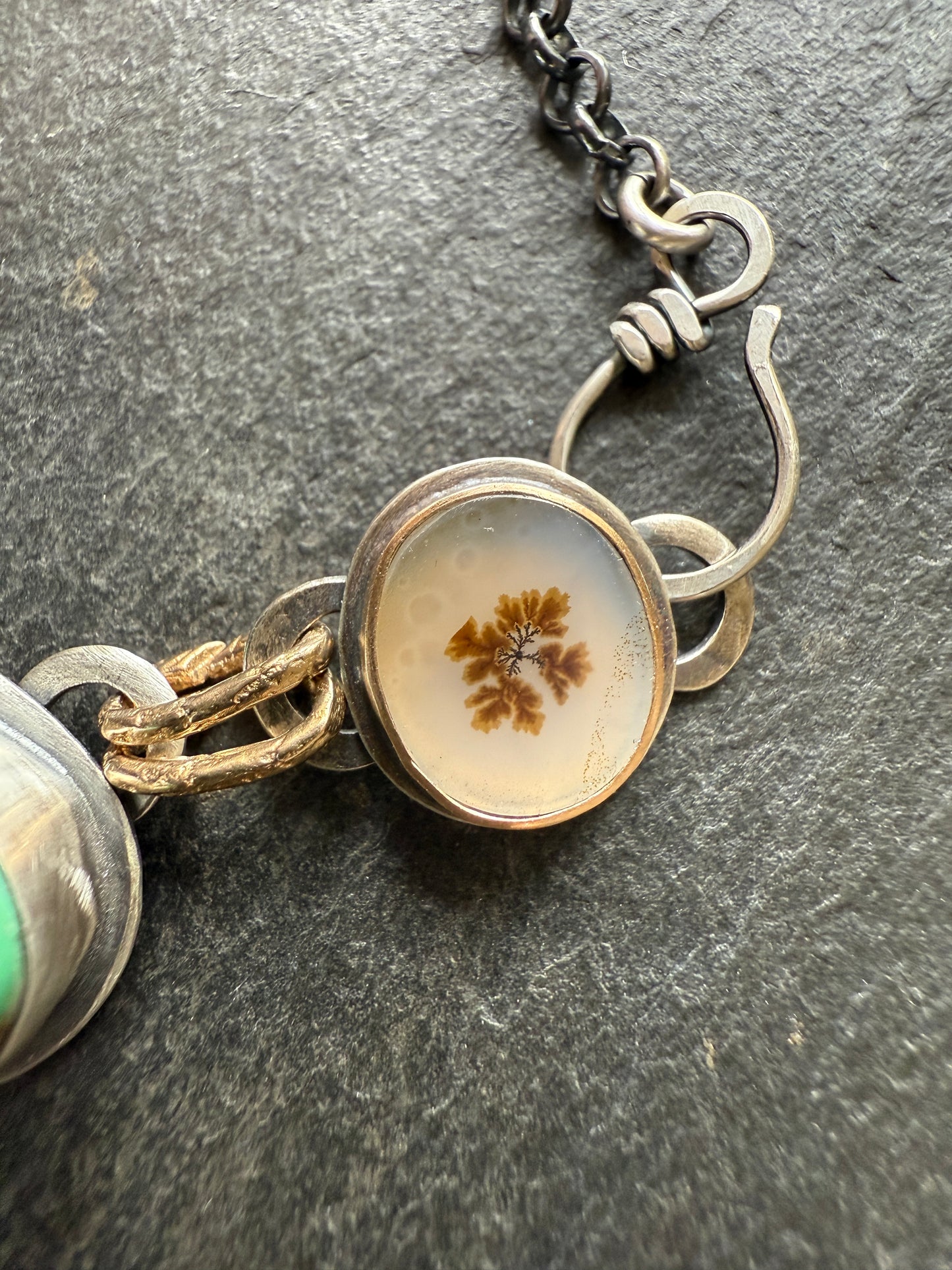 Turquoise & Dentric Flower Agate Necklace