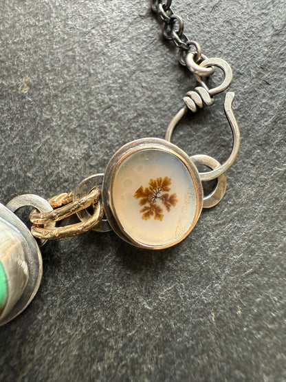 Turquoise & Dentric Flower Agate Necklace
