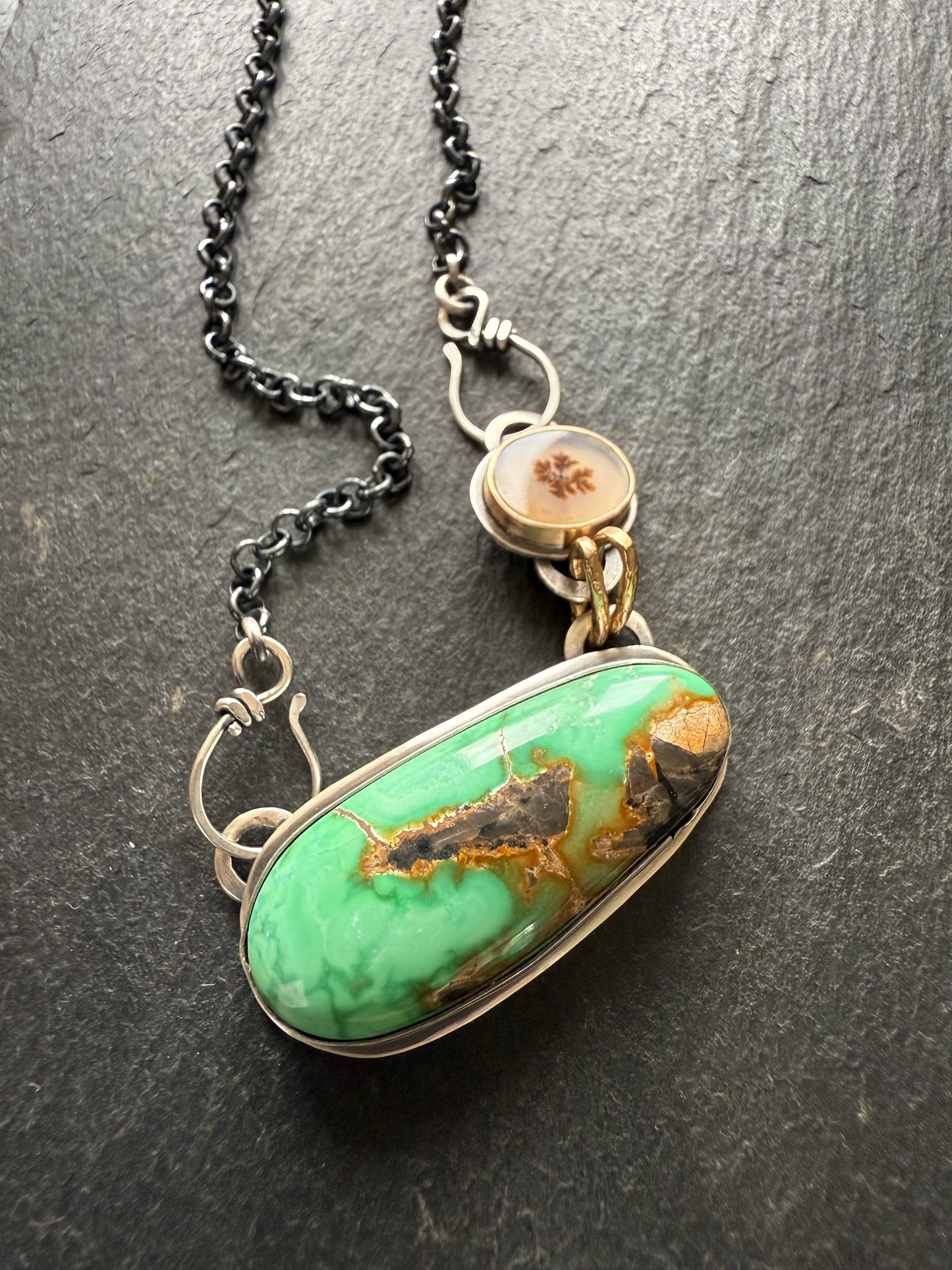 Turquoise & Dentric Flower Agate Necklace