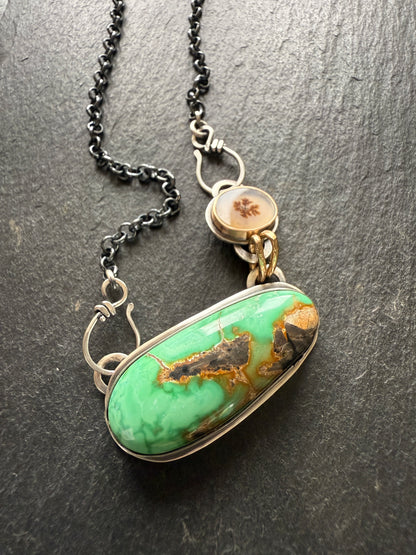 Turquoise & Dentric Flower Agate Necklace