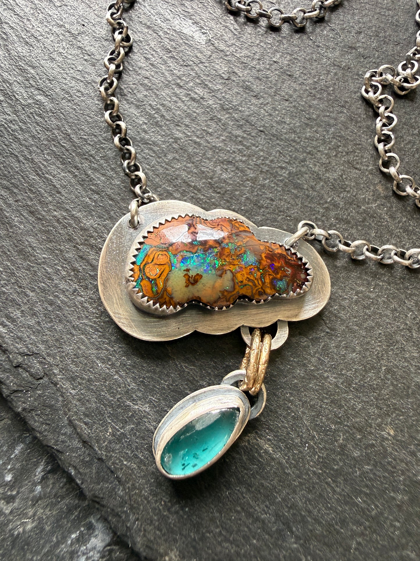 Opal Cloud Necklace with Kyanite
