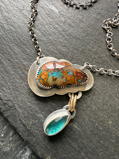 Opal Cloud Necklace with Kyanite