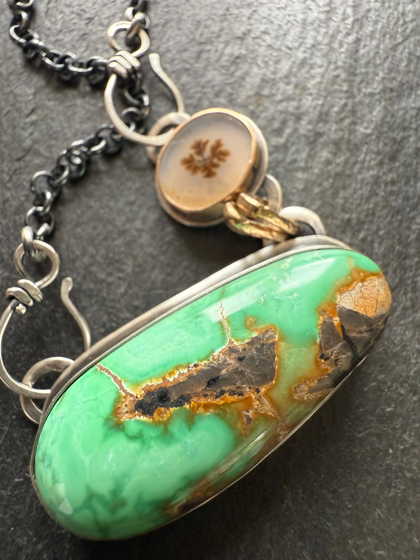 Turquoise & Dentric Flower Agate Necklace