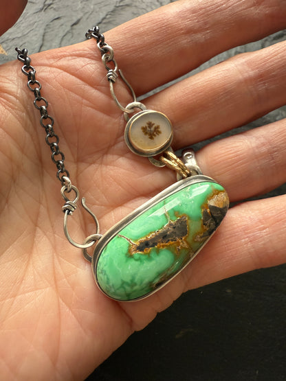 Turquoise & Dentric Flower Agate Necklace