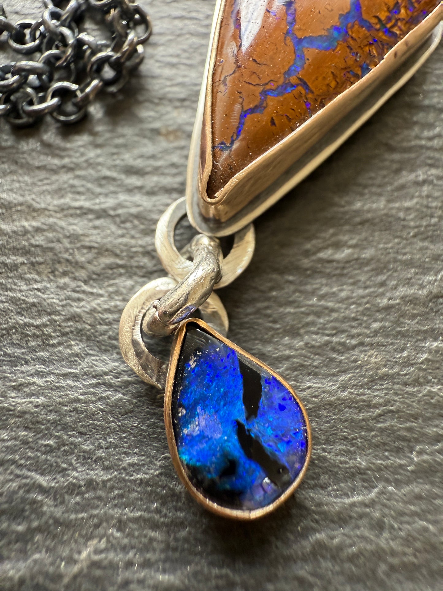 RESERVED for WENDY - Blue Heart Boulder Opal Pendant