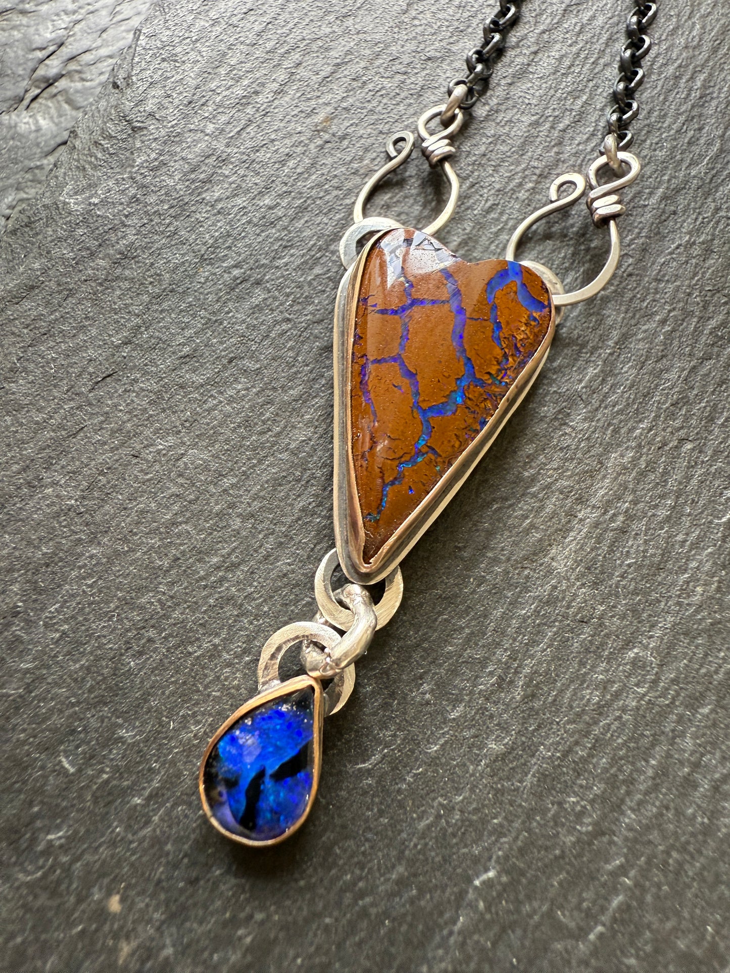 RESERVED for WENDY - Blue Heart Boulder Opal Pendant