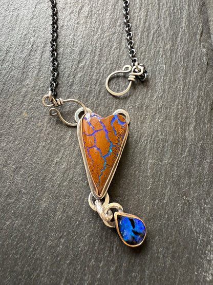 RESERVED for WENDY - Blue Heart Boulder Opal Pendant