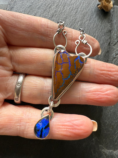 RESERVED for WENDY - Blue Heart Boulder Opal Pendant