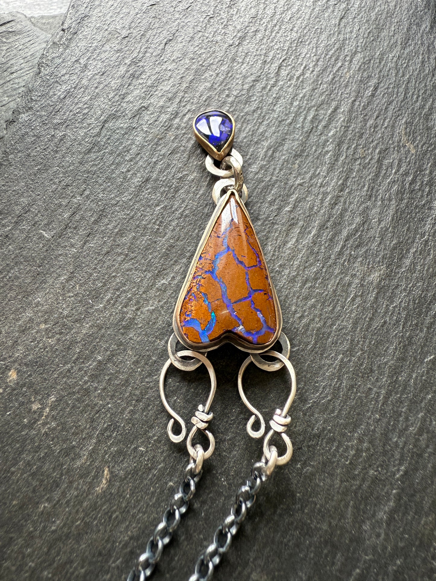 RESERVED for WENDY - Blue Heart Boulder Opal Pendant