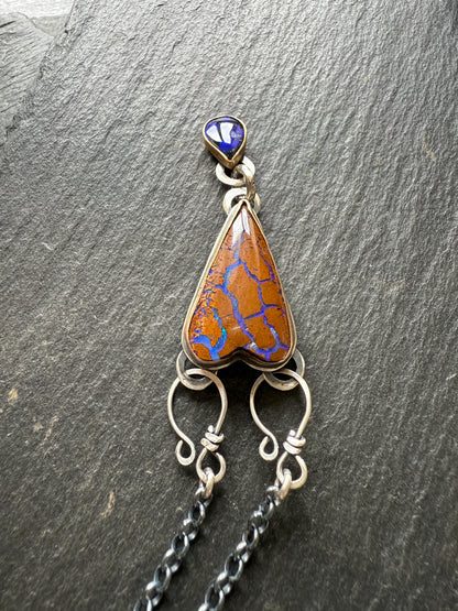 RESERVED for WENDY - Blue Heart Boulder Opal Pendant