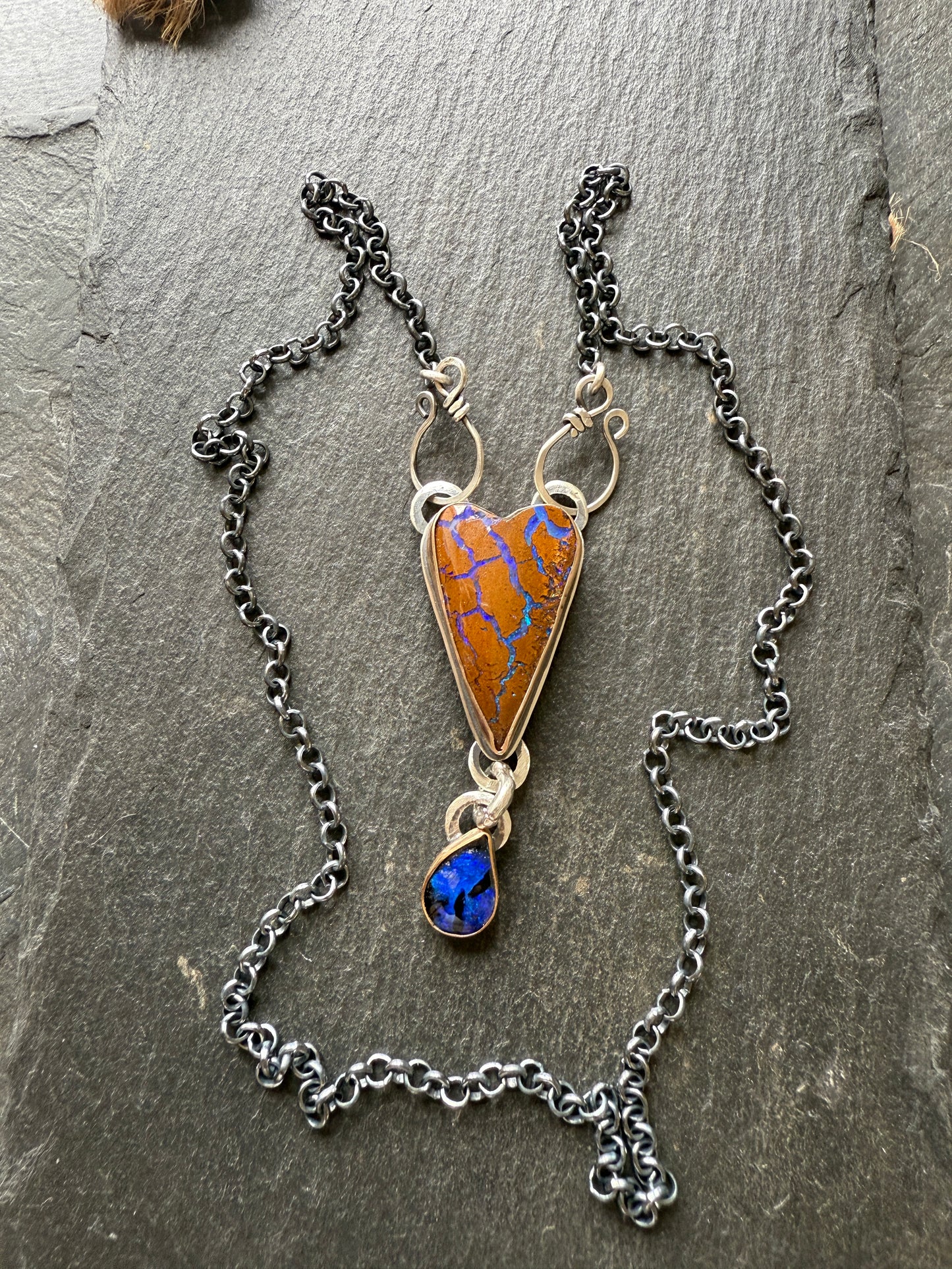 RESERVED for WENDY - Blue Heart Boulder Opal Pendant