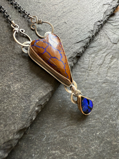 RESERVED for WENDY - Blue Heart Boulder Opal Pendant
