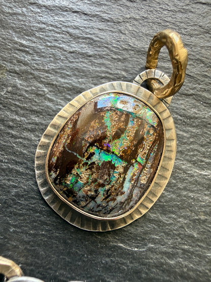 Wood Opal Pendant Necklace