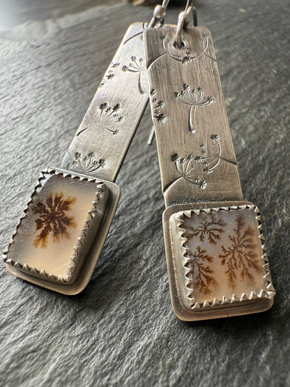 Flower Dentric Agate Earrings
