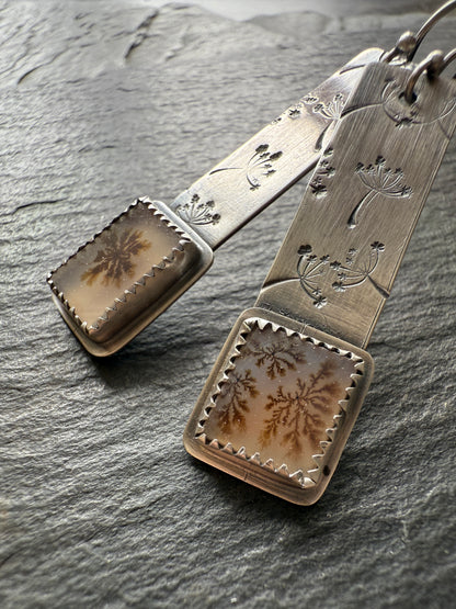 Flower Dentric Agate Earrings