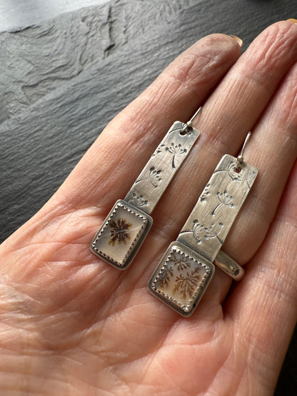 Flower Dentric Agate Earrings