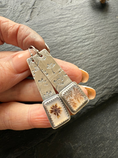 Flower Dentric Agate Earrings